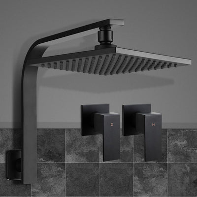 Cefito WElS 8'' Rain Shower Head Taps Square High Pressure Wall Arm DIY Black Payday Deals