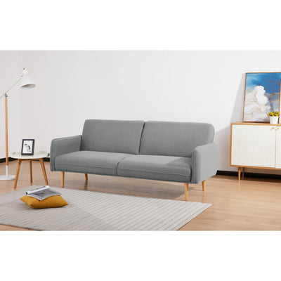 Celia 3 Seater Sofa Queen Bed Fabric Uplholstered Lounge Couch - Light Grey Payday Deals