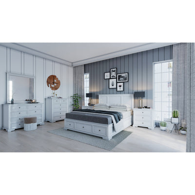 Celosia 5pc Queen Bed Frame Bedroom Suite Bedside Dresser Mirror Package - White Payday Deals