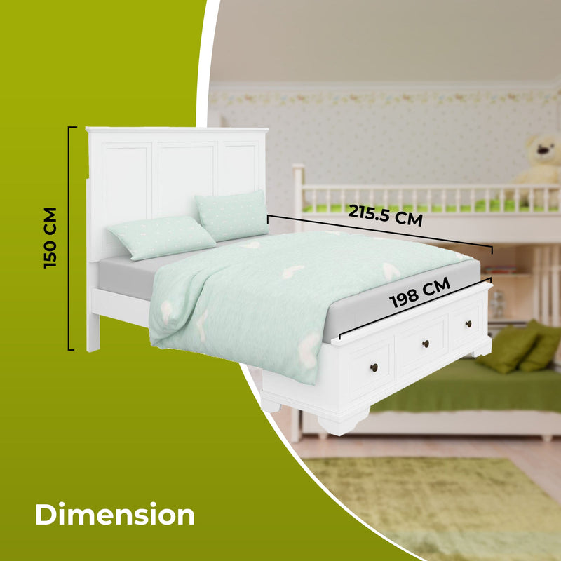 Celosia King Size Bed Frame Timber Mattress Base With Storage Drawers - White Payday Deals