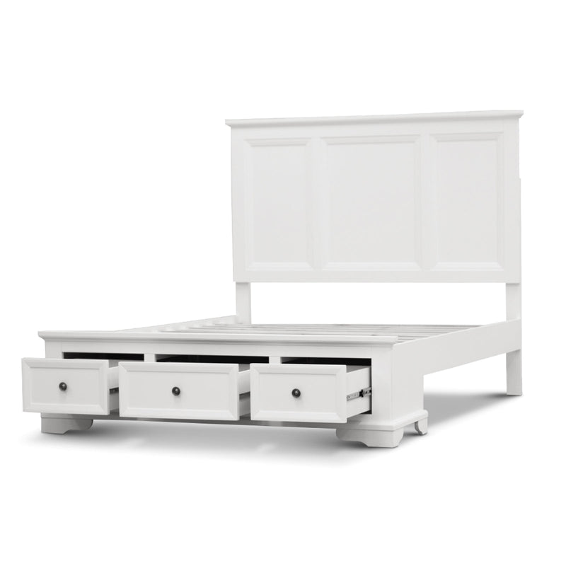 Celosia King Size Bed Frame Timber Mattress Base With Storage Drawers - White Payday Deals