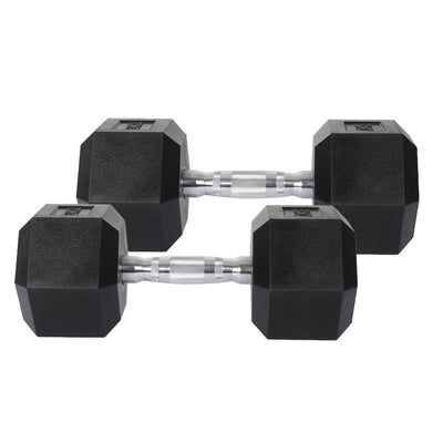 Centra 2x Rubber Hex Dumbbell 10kg Home Gym Exercise Weight Fitness Training Payday Deals