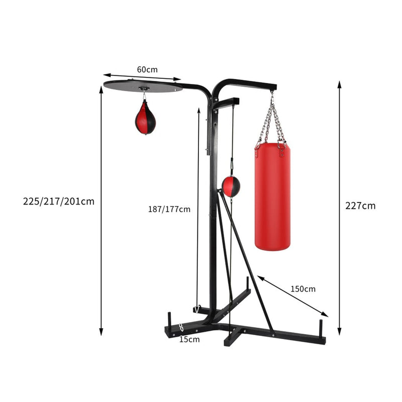 Centra Punching Bag Stand 3 Station Boxing Frame Sports Home Gym Training 227cm Payday Deals