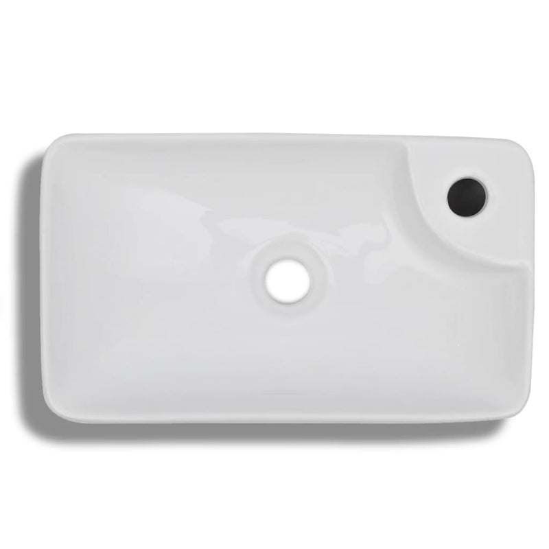 Ceramic Bathroom Sink Basin with Faucet Hole White Payday Deals