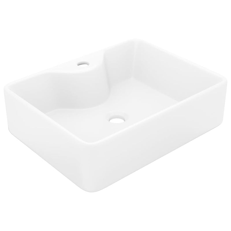 Ceramic Bathroom Sink Basin with Faucet Hole White Square Payday Deals