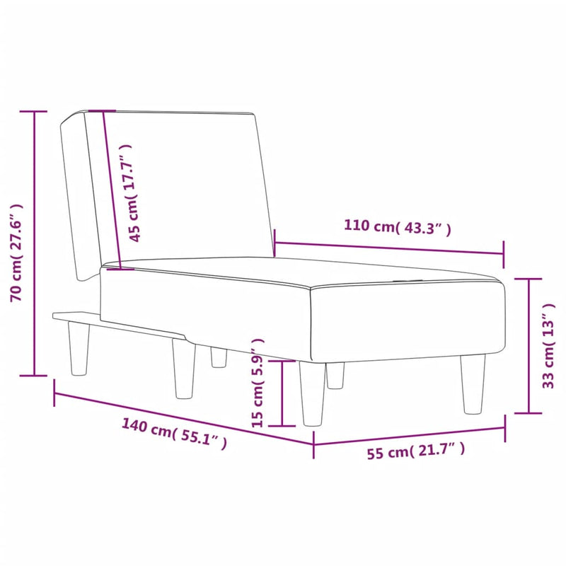 Chaise Longue Light Grey Fabric Payday Deals