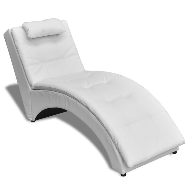 Chaise Longue with Pillow White Faux Leather Payday Deals