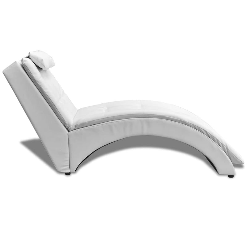 Chaise Longue with Pillow White Faux Leather Payday Deals