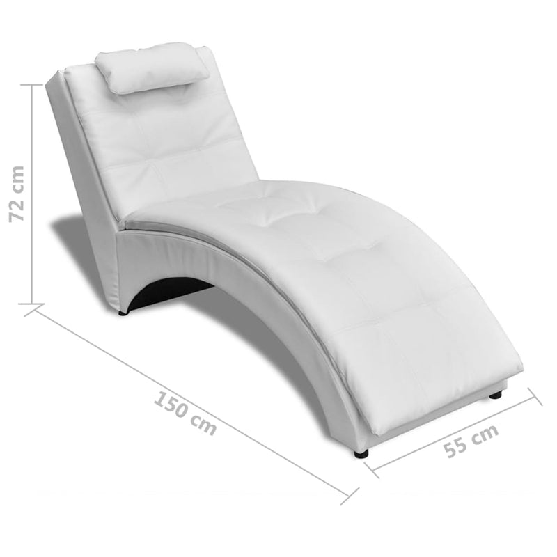 Chaise Longue with Pillow White Faux Leather Payday Deals