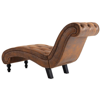 Chaise Lounge Brown Faux Suede Leather Payday Deals