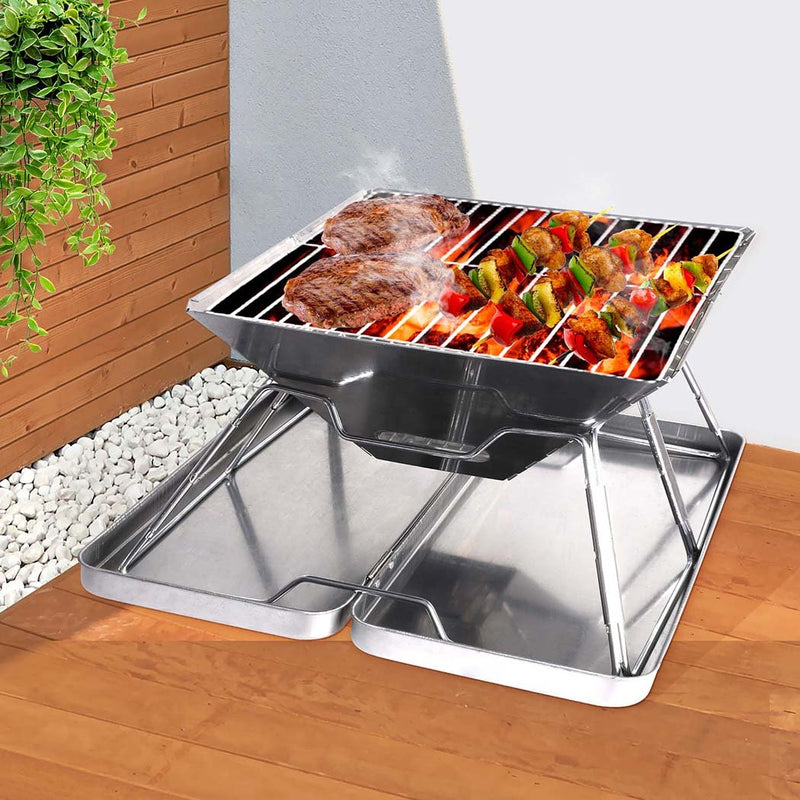 Charcoal BBQ Grill Foldable Barbecue Portable Outdoor Steel Roast Camping Picnic Payday Deals