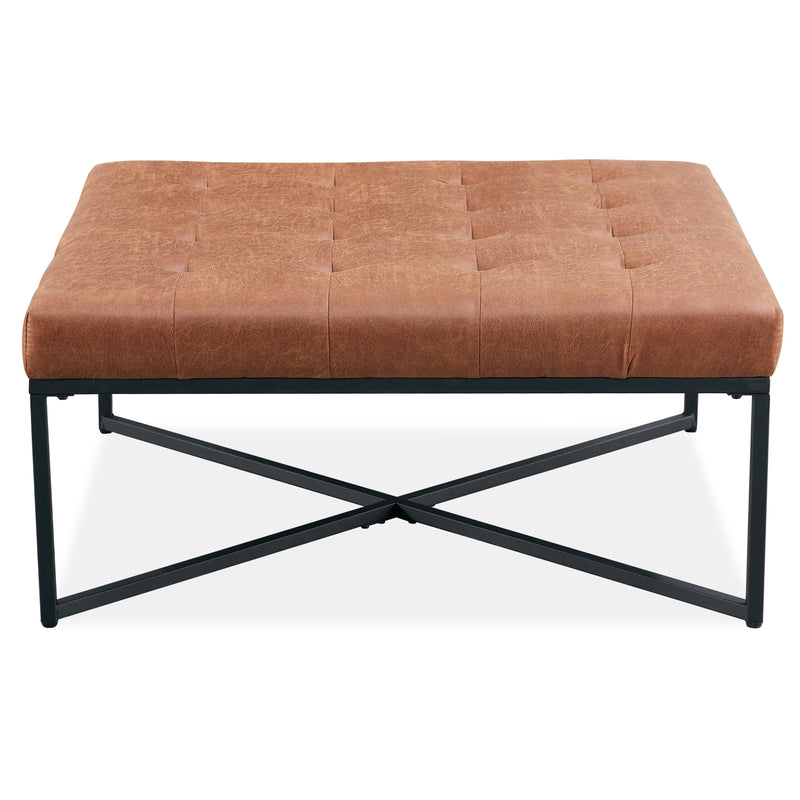 Chelsea Fabric Square Ottoman Footstool Bench Light Brown Payday Deals