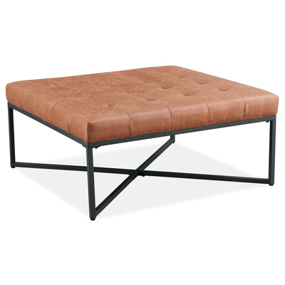 Chelsea Fabric Square Ottoman Footstool Bench Light Brown Payday Deals