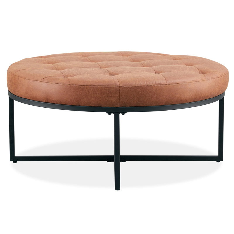 Chelsea Round Ottoman Footstool Bench Light Brown Payday Deals