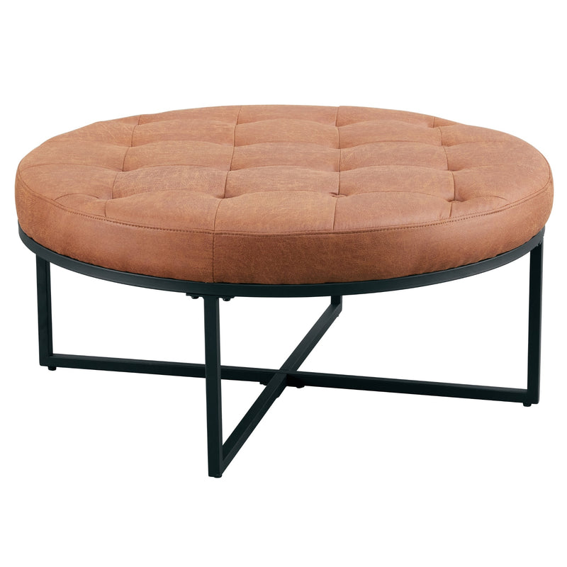 Chelsea Round Ottoman Footstool Bench Light Brown Payday Deals