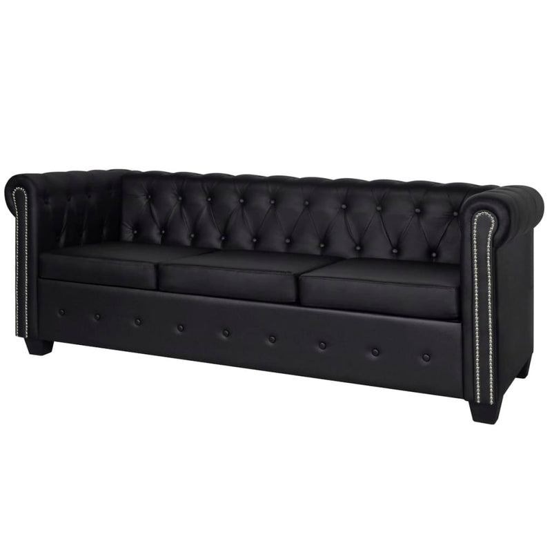 Chesterfield 2-Seater and 3-Seater Artificial Leather Black Payday Deals