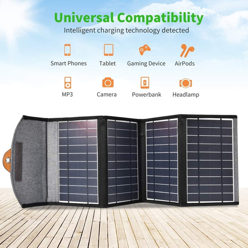 CHOETECH SC005 22W Portable Waterproof Foldable Solar Panel Charger (Dual USB Ports) Payday Deals
