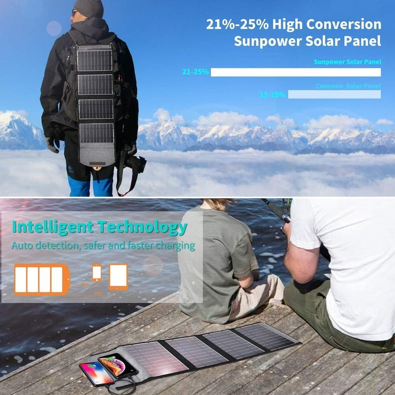 CHOETECH SC005 22W Portable Waterproof Foldable Solar Panel Charger (Dual USB Ports) Payday Deals