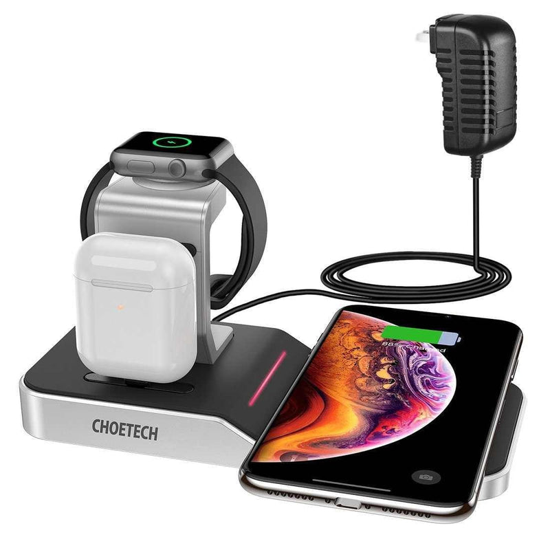 CHOETECH T316 4-in-1 Wireless Charging Station for iPhone/Apple Watch/iPod and all Qi Wireless Cell phones Payday Deals