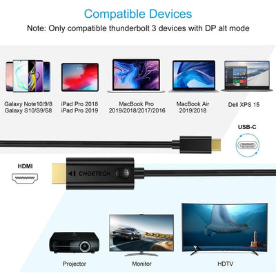 CHOETECH XCH-0030 USB-C To HDMI Cable 3M Payday Deals