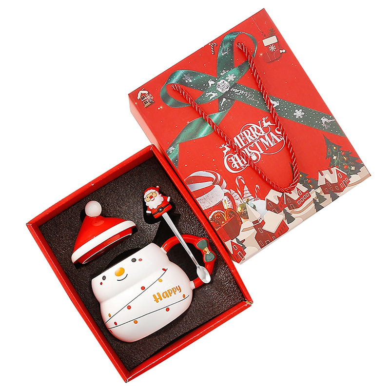 Christmas Cup Gift Box Ceramic Mug Set Mug Gift Set Christmas Coffee Cup(Snowman) Payday Deals