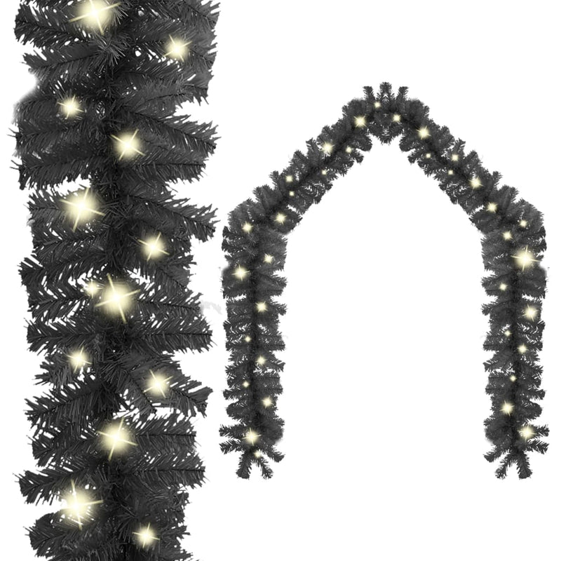 Christmas Garland with LED Lights 10 m Black Payday Deals