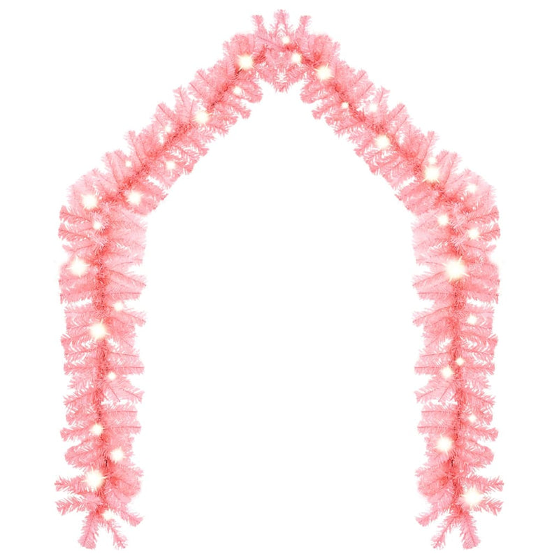 Christmas Garland with LED Lights 10 m Pink Payday Deals