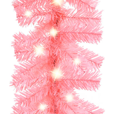Christmas Garland with LED Lights 10 m Pink Payday Deals