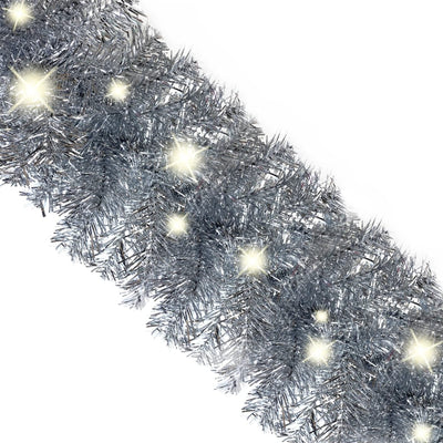Christmas Garland with LED Lights 10 m Silver Payday Deals