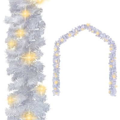 Christmas Garland with LED Lights 10 m White