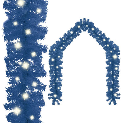 Christmas Garland with LED Lights 5 m Blue