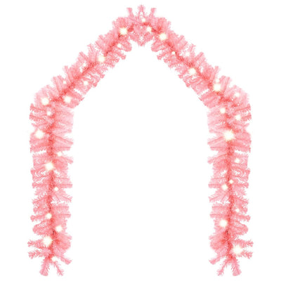 Christmas Garland with LED Lights 5 m Pink Payday Deals