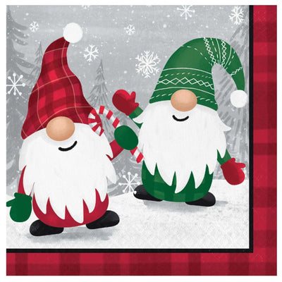 Christmas Holiday Gnomes Lunch Napkins 16 Pack