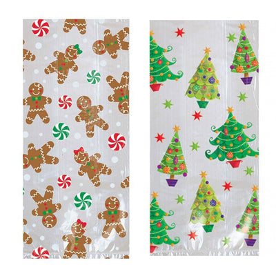 Christmas Large Cello Cellophane Bag Party Pack (29cm x 12cm Approx)