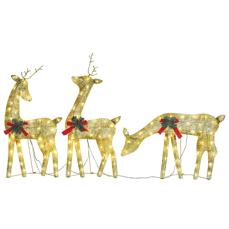 Christmas Reindeer Family 270x7x90 cm Gold Warm White Mesh Payday Deals