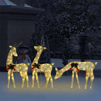 Christmas Reindeer Family 270x7x90 cm Gold Warm White Mesh Payday Deals
