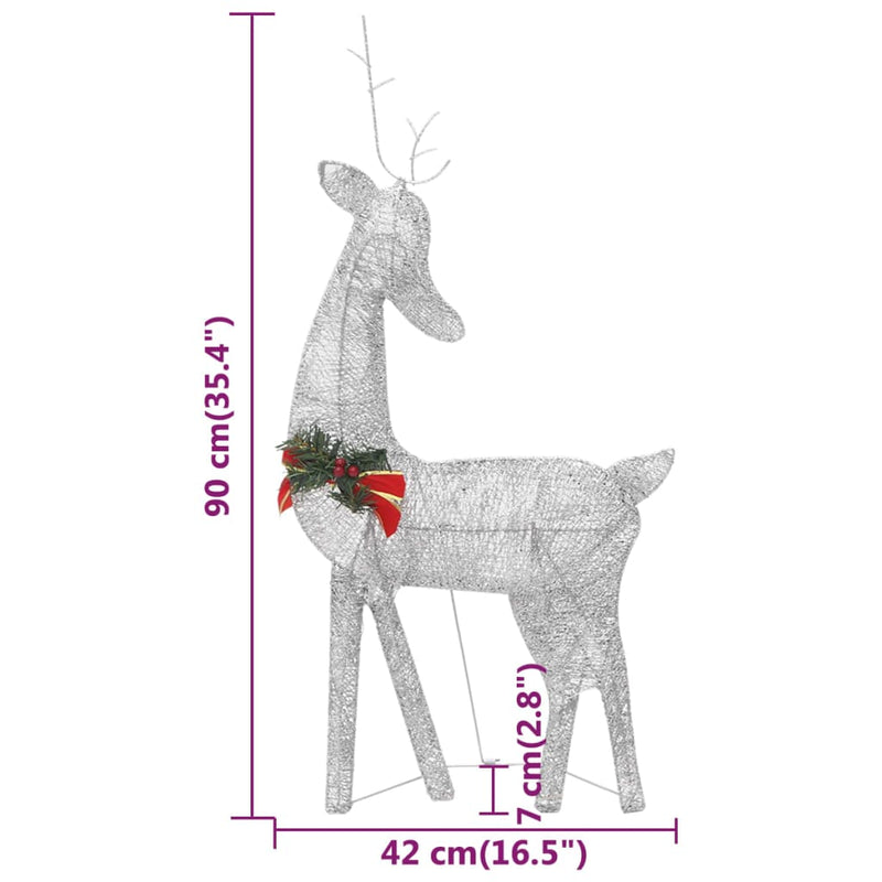 Christmas Reindeer Family 270x7x90 cm Silver Cold White Mesh Payday Deals
