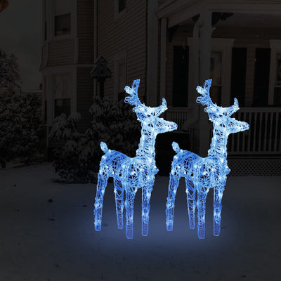 Christmas Reindeers 2 pcs Blue 80 LEDs Acrylic