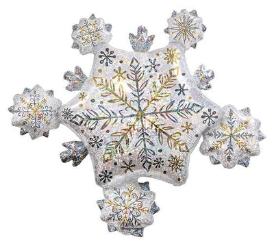 Christmas Shining Snowflakes Cluster SuperShape Holographic Foil Balloon