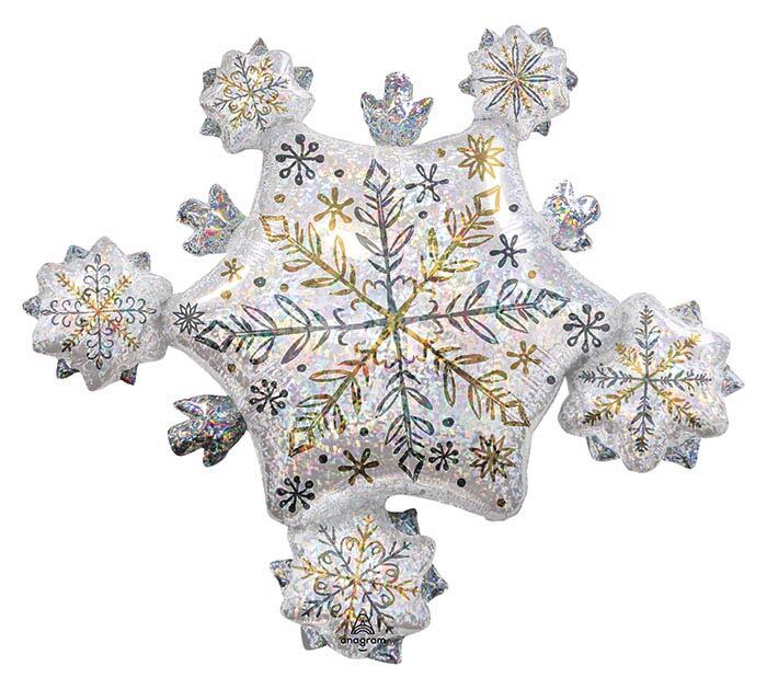 Christmas Shining Snowflakes Cluster SuperShape Holographic Foil Balloon Payday Deals