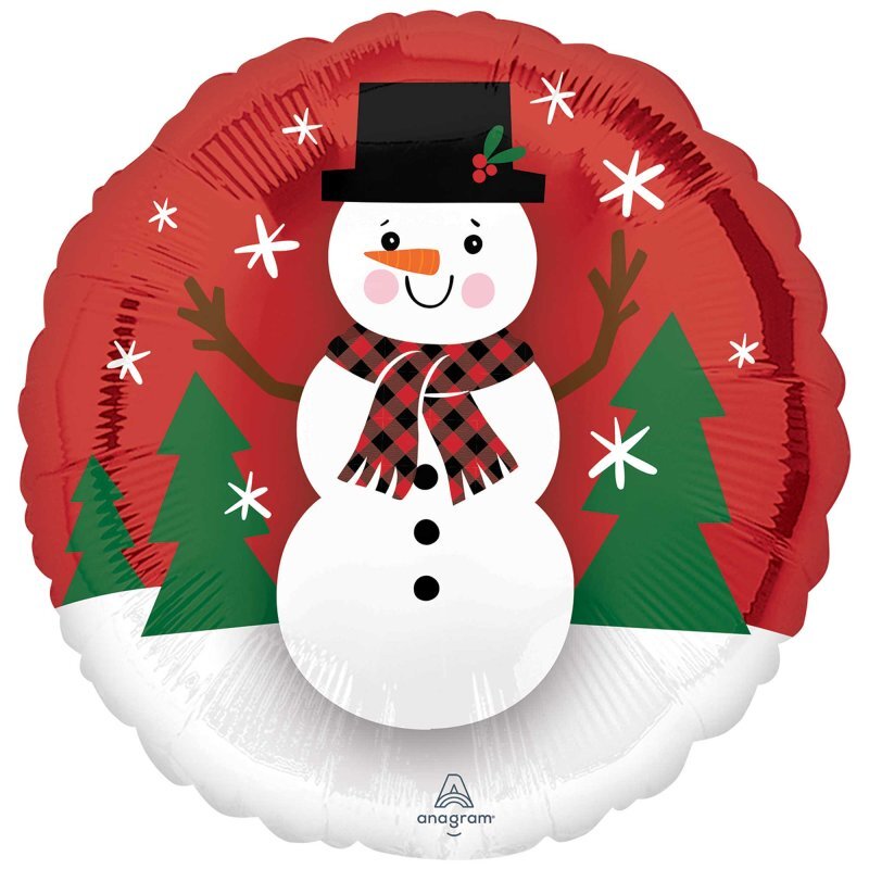 Christmas Smiley Snowman Round Foil Balloon Payday Deals