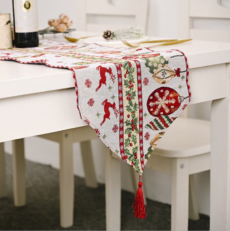 Christmas Table Runner thickened knitted Dining Tablecloth Xmas Party Decor(Elk) Payday Deals