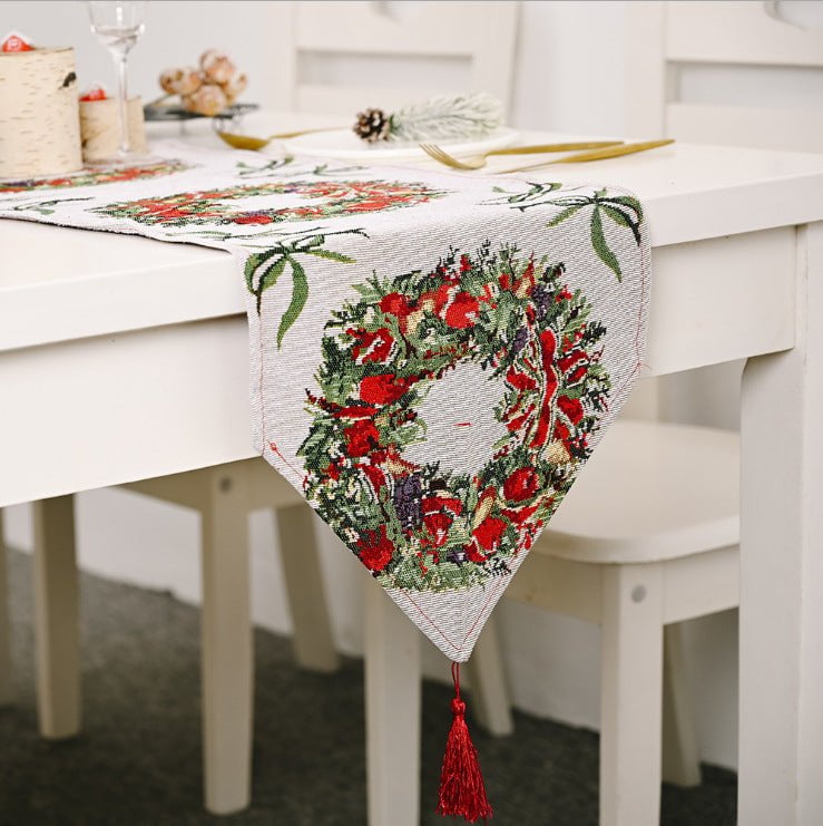 Christmas Table Runner thickened knitted Dining Tablecloth Xmas Party Decor(Garland) Payday Deals