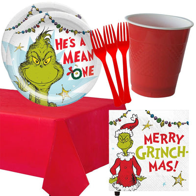 Christmas The Grinch 16 Guest Deluxe Red Tableware Party Pack