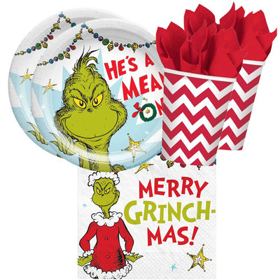 Christmas The Grinch 16 Guest Red Tableware Party Pack