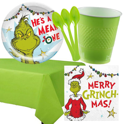 Christmas The Grinch 8 Guest Deluxe Tableware Party Pack