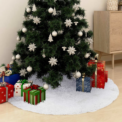 Christmas Tree Skirt White 122 cm Faux Fur Payday Deals