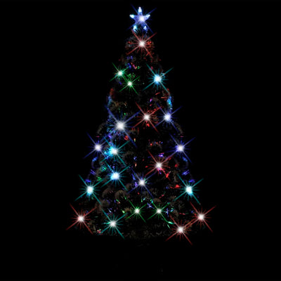 Christmas Tree with LEDs Green and White 180 cm Fibre Optic Payday Deals
