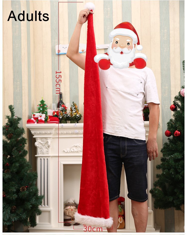 Christmas Unisex Adults Kids Novelty Hat Xmas Party Cap Santa Costume Dress Up, Long Santa Hat (Adults) Payday Deals