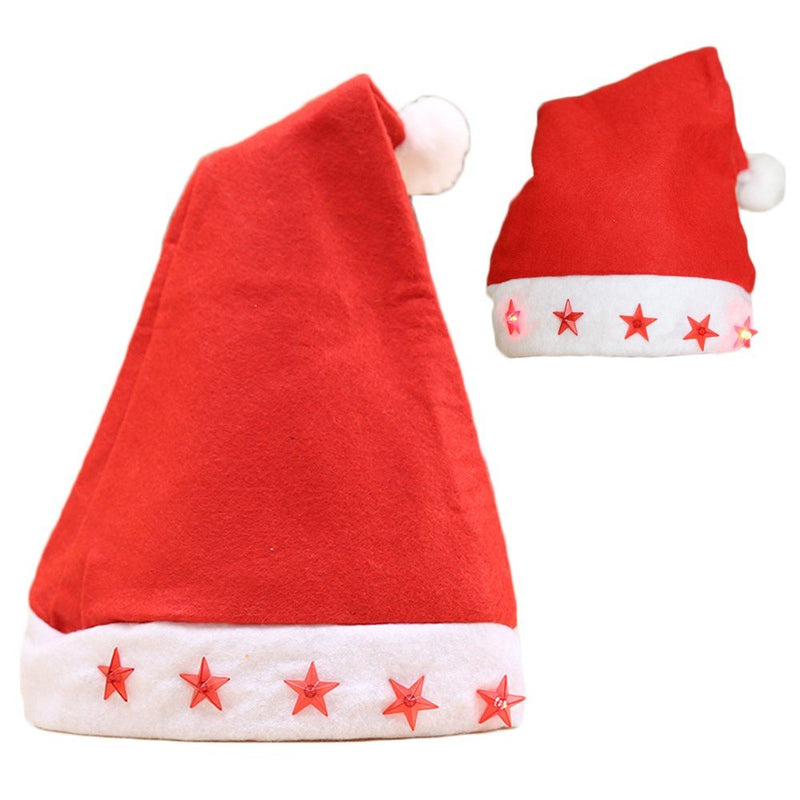 Christmas Unisex Adults Kids Novelty Hat Xmas Party Cap Santa Costume Dress Up, Santa Hat w LED Light Stars Payday Deals